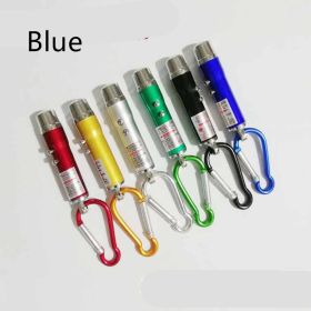 Aluminum Alloy Currency Detector Lighting Infrared Mini Three-In-One Uv Ultraviolet Flashlight Keychain Laser Light (Color: Blue)