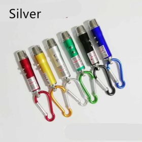 Aluminum Alloy Currency Detector Lighting Infrared Mini Three-In-One Uv Ultraviolet Flashlight Keychain Laser Light (Color: Silver)