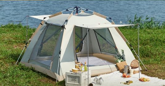 Foldable Automatic Thickening Sunscreen Wild Picnic Home Full Set Camping Tent (Option: Cloud gray34-5 Style)