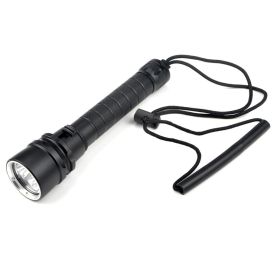 Aluminum alloy strong light rechargeable deep-diving flashlight (Option: Black-EU)