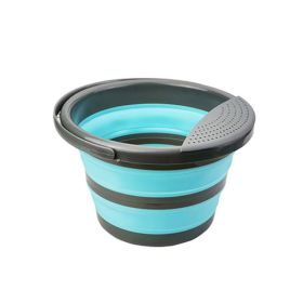 Folding multifunctional silicone bucket (Option: Blue-10L)