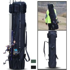 Cylinder Outdoor Fishing Bag Multifunctional Fishing Rod Bag Sea Rod Fishing Gear Storage Bag (Color: Black)