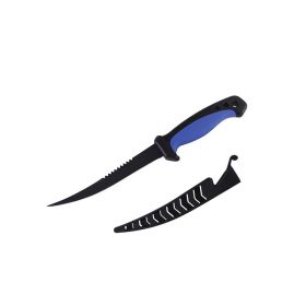 Stainless Steel Back Tooth Phosphorus Fishing Knife Cover (Option: Blue-6.5inch with cover)