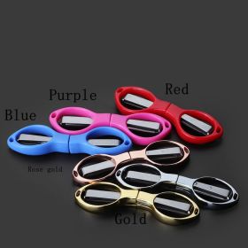 Mini Stainless Steel Folding Scissor Keychain Fishing Scissor Cutter Camping Tool Fishing Pliers Scissors Line Cutter Tool (Option: Purple plastic handle folding)